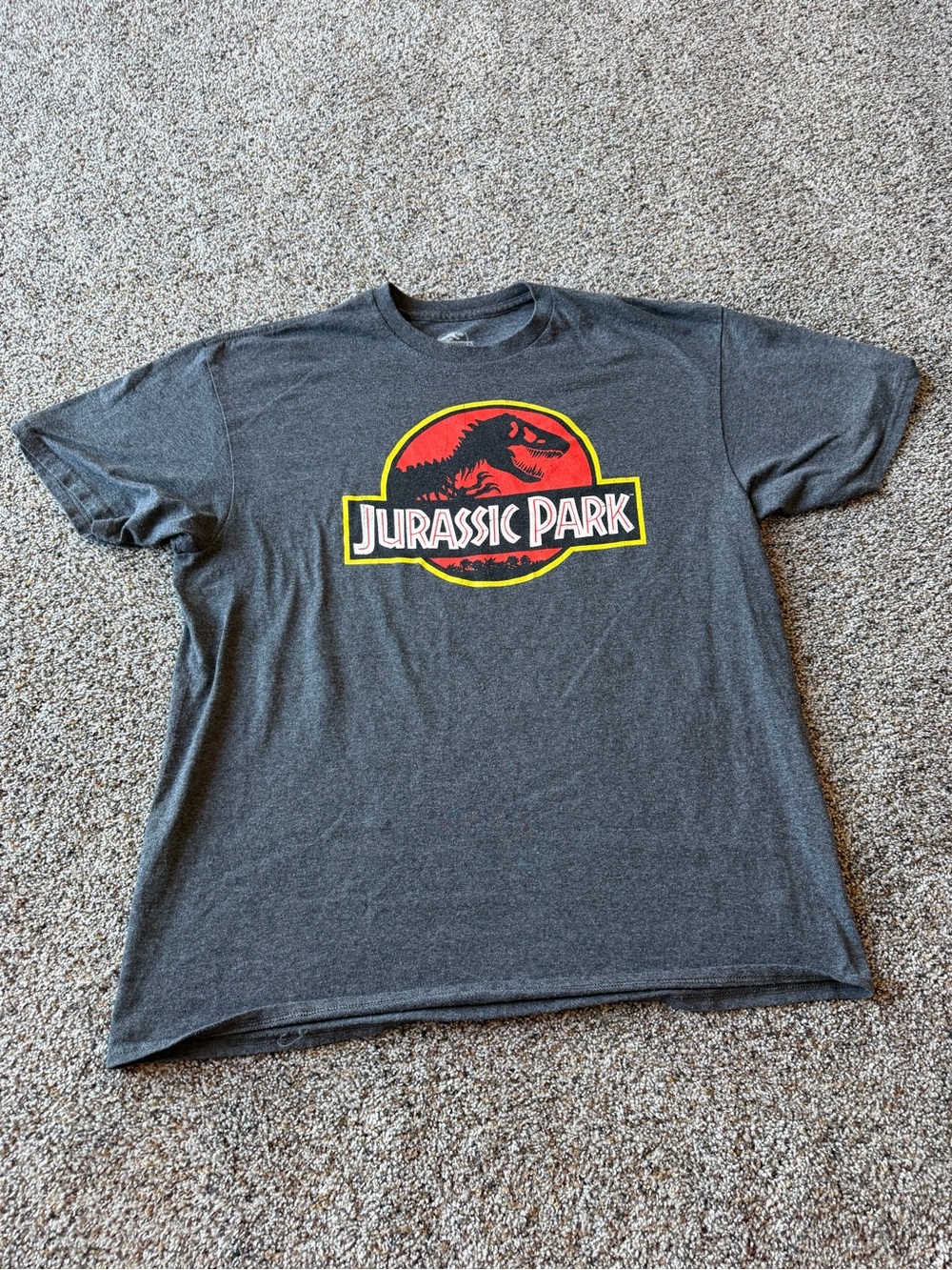 Jurassic Park T Rex Logo Graphic T Shirt Jurassic World Adult XL Gray Tee